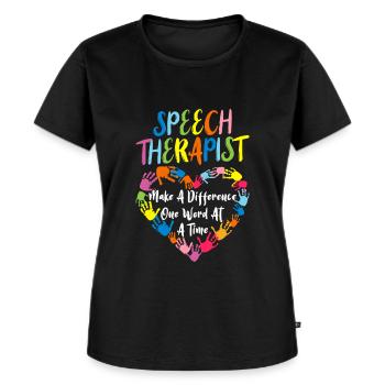 SLP Speech Language Pathologist Speechie - Women's Premium Organic T-shirt - black - Front - Selfina (174cm)