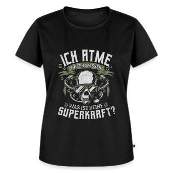 ICH ATME UNTER WASSER SUPERKRAFT TAUCHEN TAUCHER - Frauen Premium Bio T-Shirt - Schwarz - Vorne - Selfina (174cm)