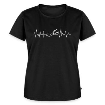 Taucher Tauchen Herzschlag EKG - Frauen Premium Bio T-Shirt - Schwarz - Vorne - Selfina (174cm)