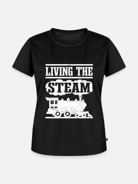 Dampflok & Modelleisenbahn Spruch - Frauen Premium Bio T-Shirt - Schwarz