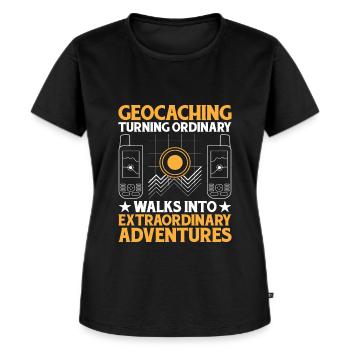 Geocaching Geocache Lustiger Geocacher Geocacher Sayi - Frauen Premium Bio T-Shirt - Schwarz - Vorne - Selfina (174cm)