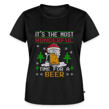 Ugly Xmas Bier Weihnachten - Frauen Premium Bio T-Shirt - Schwarz - Vorne - Selfina (174cm)