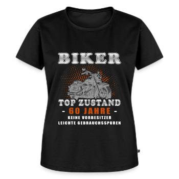 60 Geburtstag Mann Biker 60 Jahre Motorrad - Frauen Premium Bio T-Shirt - Schwarz - Vorne - Selfina (174cm)