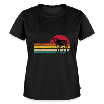 Scottish Highland Kuh Rinderkuh - Frauen Premium Bio T-Shirt - Schwarz - Vorne - Selfina (174cm)