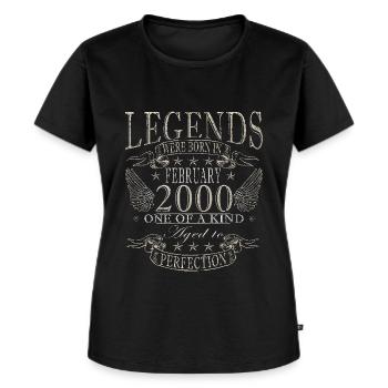 Février 2000 Anniversaire Février 2000 Février - T-shirt Premium bio Femme - noir - Devant - Selfina (174cm)