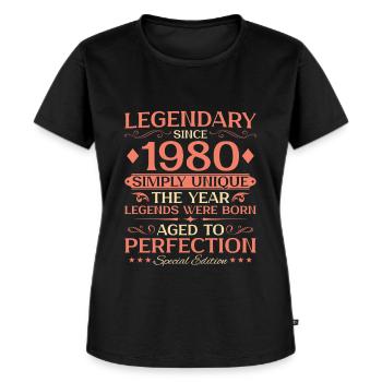 1980 Jahrgang geboren Vintage 45 Jahre - Frauen Premium Bio T-Shirt - Schwarz - Vorne - Selfina (174cm)