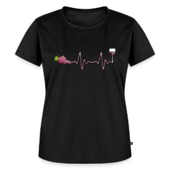 Wein Herzschlag Rotwein Liebhaber Weintrinker - Frauen Premium Bio T-Shirt - Schwarz - Vorne - Selfina (174cm)