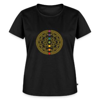 7 Chakren Chakra Spiritualität Meditation Geschenk - Frauen Premium Bio T-Shirt - Schwarz - Vorne - Selfina (174cm)