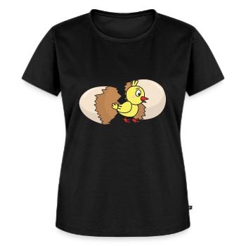 Küken Geflügel Huhn Hühner Ei Hühnerei Osterei - Frauen Premium Bio T-Shirt - Schwarz - Vorne - Selfina (174cm)