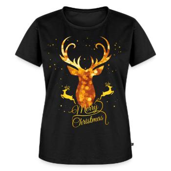 hirsch gold christmas Xmas apresski glamour geweih - Frauen Premium Bio T-Shirt - Schwarz - Vorne - Selfina (174cm)