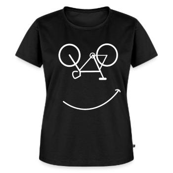 bike face brille rad fahrrad smile lachen nerd LOL - Frauen Premium Bio T-Shirt - Schwarz - Vorne - Selfina (174cm)