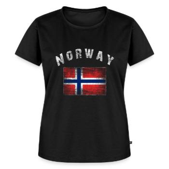Norway - Norwegische Flagge - Frauen Premium Bio T-Shirt - Schwarz - Vorne - Selfina (174cm)
