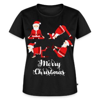 Yoga Weihnachten Fitness - Frauen Premium Bio T-Shirt - Schwarz - Vorne - Selfina (174cm)