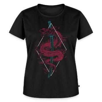 Épée dragon japonaise Katana Kanji Japonais - T-shirt Premium bio Femme - noir - Devant - Selfina (174cm)