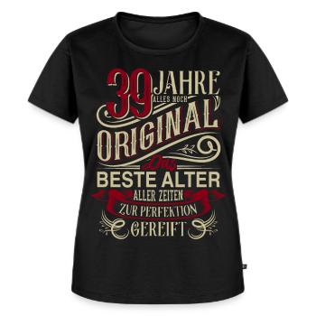 39. Geburtstag Vintage Retro - Frauen Premium Bio T-Shirt - Schwarz - Vorne - Selfina (174cm)