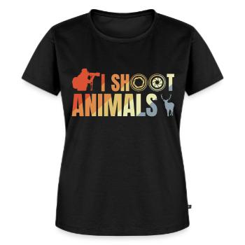 Je photographie des animaux - T-shirt Premium bio Femme - noir - Devant - Selfina (174cm)