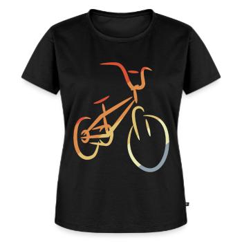 Retro BMX Zeichnung - Frauen Premium Bio T-Shirt - Schwarz - Vorne - Selfina (174cm)