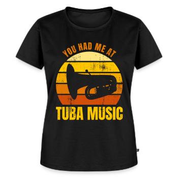 Tu m’as eu avec de la musique de tuba - T-shirt Premium bio Femme - noir - Devant - Selfina (174cm)