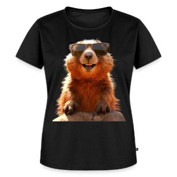 Marmotte avec lunettes de soleil Rongeur Écureuil terrestre - T-shirt Premium bio Femme - noir - Devant - Selfina (174cm)