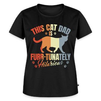 Papa chat - T-shirt Premium bio Femme - noir - Devant - Selfina (174cm)