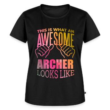 Bogenschießen - Frauen Premium Bio T-Shirt - Schwarz - Vorne - Selfina (174cm)
