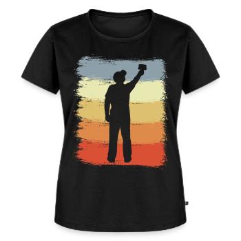 Maler Retro Look - Frauen Premium Bio T-Shirt - Schwarz - Vorne - Selfina (174cm)