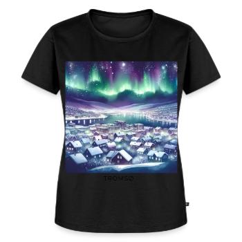 Tromsø Winterlandschaft Skandinavien Norwegen - Frauen Premium Bio T-Shirt - Schwarz - Vorne - Selfina (174cm)
