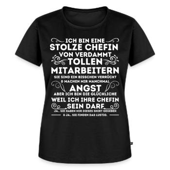 STOLZE CHEFIN VON VERDAMMT TOLLEN MITARBEITERN - Frauen Premium Bio T-Shirt - Schwarz - Vorne - Selfina (174cm)