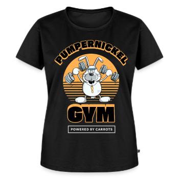 Pumpernickel Krafttraining Hase Fitness Spruch - Frauen Premium Bio T-Shirt - Schwarz - Vorne - Selfina (174cm)