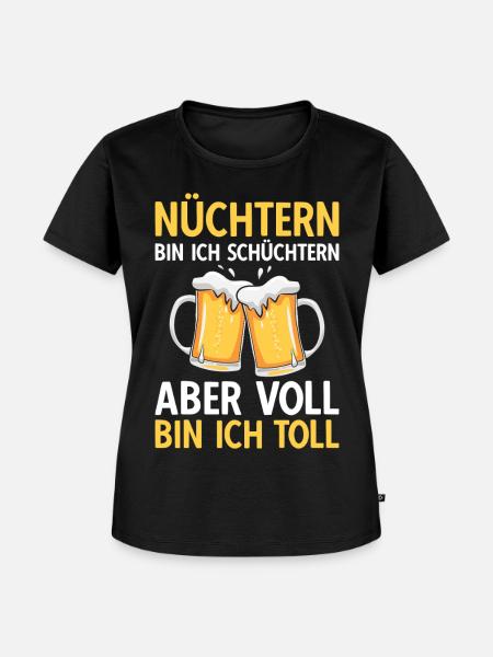 Bier Nüchtern bin ich schüchtern - Frauen Premium Bio T-Shirt - Schwarz