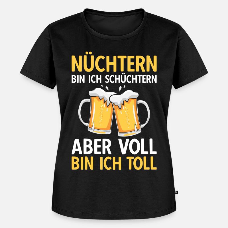 Bier Nüchtern bin ich schüchtern - Frauen Premium Bio T-Shirt - Schwarz