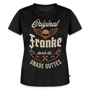 Original Franke durch die Gnade Gottes - Frauen Premium Bio T-Shirt - Schwarz - Vorne - Selfina (174cm)