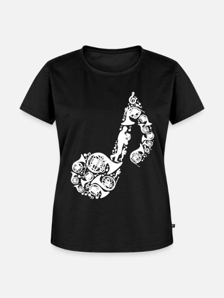Waldhorn Musiknote - Frauen Premium Bio T-Shirt - Schwarz