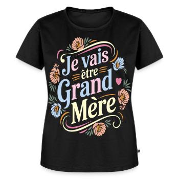 Citation future grand-mère design florale - T-shirt Premium bio Femme - noir - Devant - Selfina (174cm)