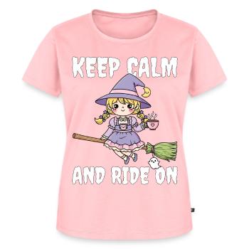 KEEP CALM AND RIDE ON - WITCH HALLOWEEN - Women's Premium Organic T-shirt - rose - Front - AI Model Female 172 dark (172cm)