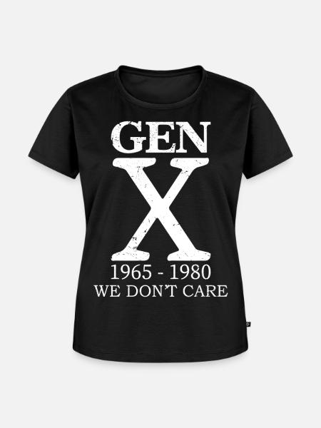 gen x we don't care - Frauen Premium Bio T-Shirt - Schwarz
