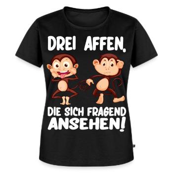 Drei Affen die sich fragend ansehen Lustig - Frauen Premium Bio T-Shirt - Schwarz - Vorne - Selfina (174cm)