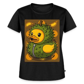 poussin en costume durian - Stinky Fruit - T-shirt Premium bio Femme - noir - Devant - Selfina (174cm)