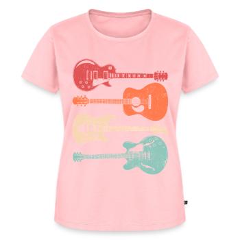 Coole Gitarristen Akustikgitarristen im Retro-Stil - Frauen Premium Bio T-Shirt - Rosa - Vorne - AI Model Female 172 dark (172cm)