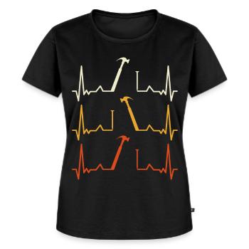 Herzschlag Hammer Muster - Frauen Premium Bio T-Shirt - Schwarz - Vorne - Selfina (174cm)