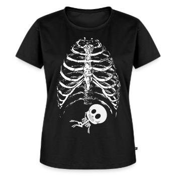 Skelett Baby Brustkorb Halloween Schwangerschaft - Frauen Premium Bio T-Shirt - Schwarz - Vorne - Selfina (174cm)