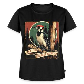 Elfenben Spætte Fuglekigger - Premium økologisk T-shirt til kvinder - sort - Foran - Selfina (174cm)