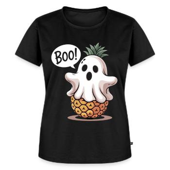 Ananas Geist Halloween - Frauen Premium Bio T-Shirt - Schwarz - Vorne - Selfina (174cm)