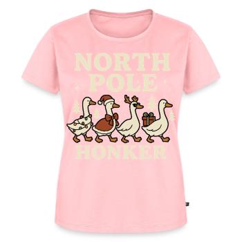 Gans Weihnachten Lustig Santa Nordpol Honker - Frauen Premium Bio T-Shirt - Rosa - Vorne - AI Model Female 172 dark (172cm)