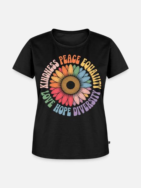 Sonnenblume Frieden Liebe Hoffnung Diversität - Frauen Premium Bio T-Shirt - Schwarz