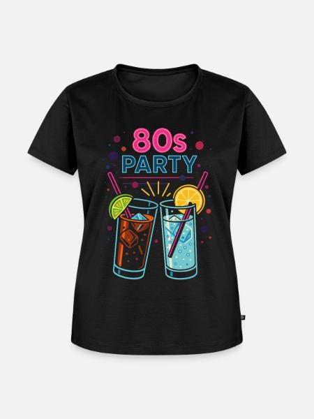 80s Party Neon Drinks - Frauen Premium Bio T-Shirt - Schwarz