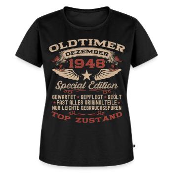77. Geburtstag Geschenk Oldtimer Dezember 1948 - Frauen Premium Bio T-Shirt - Schwarz - Vorne - Selfina (174cm)