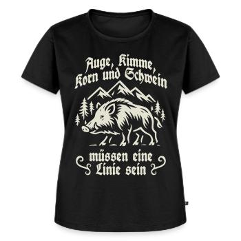Auge Kimme Korn und Schwein - Jagd - Jäger - Frauen Premium Bio T-Shirt - Schwarz - Vorne - Selfina (174cm)
