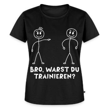 Strichmännchen HAST DU TRAINIERT Lustiges - Frauen Premium Bio T-Shirt - Schwarz - Vorne - Selfina (174cm)