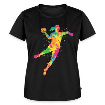 Handball Frauen bunt Handballspieler Handballerin - Frauen Premium Bio T-Shirt - Schwarz - Vorne - Selfina (174cm)